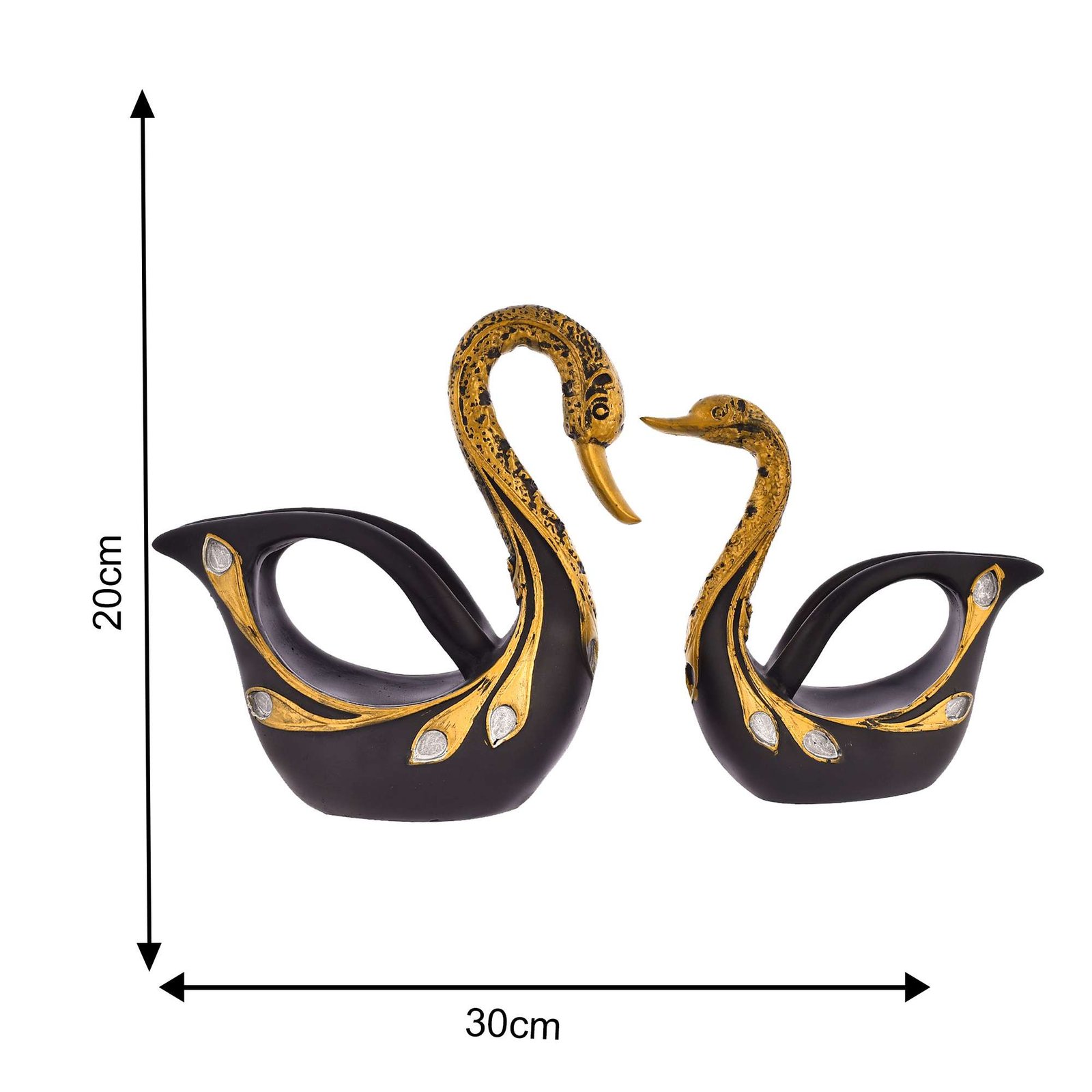 Swan Pair Feather Design Sculpture - Image 2