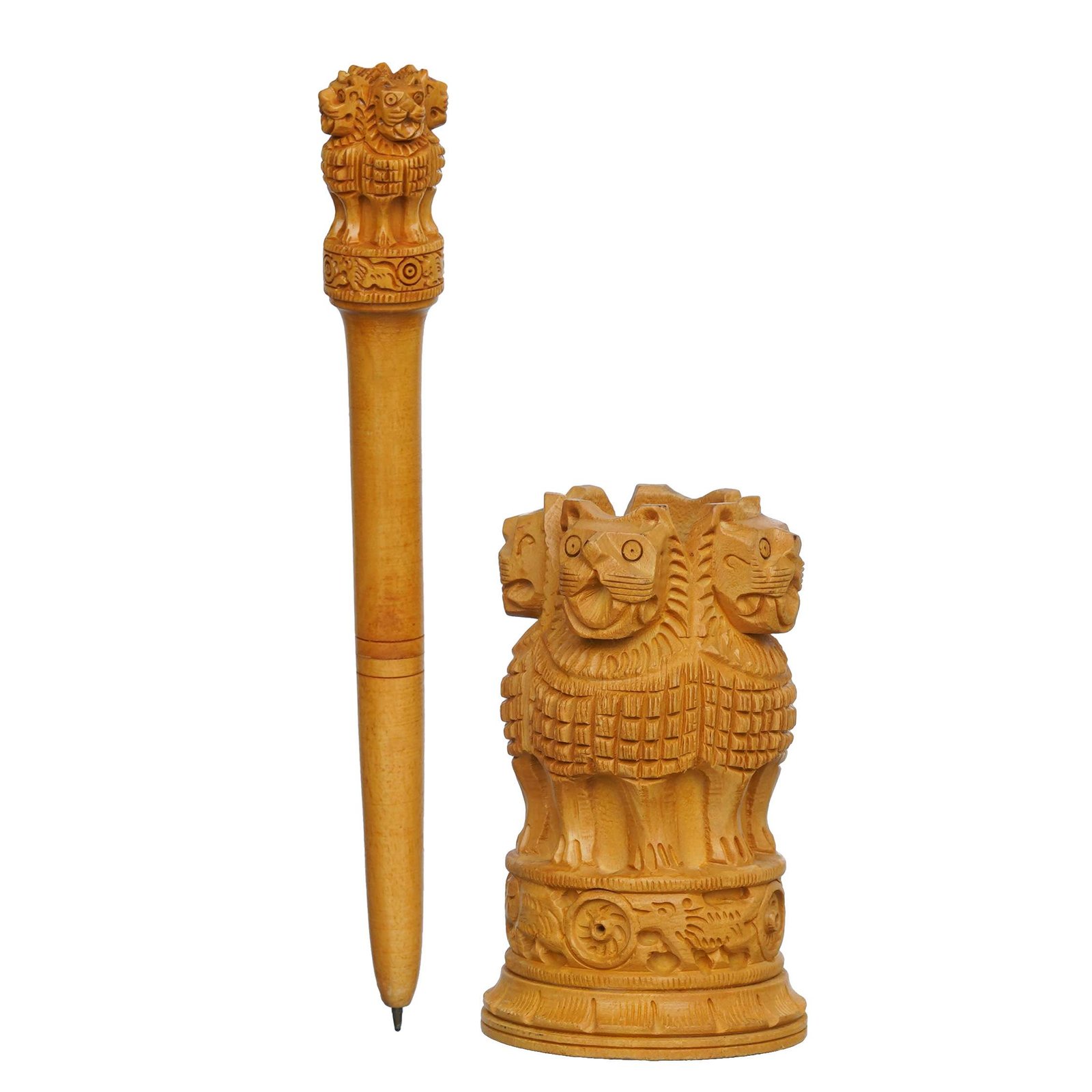 Handcrafted Wooden Ashoka Pillar Replica: Symbol of Indian Heritage - Image 2