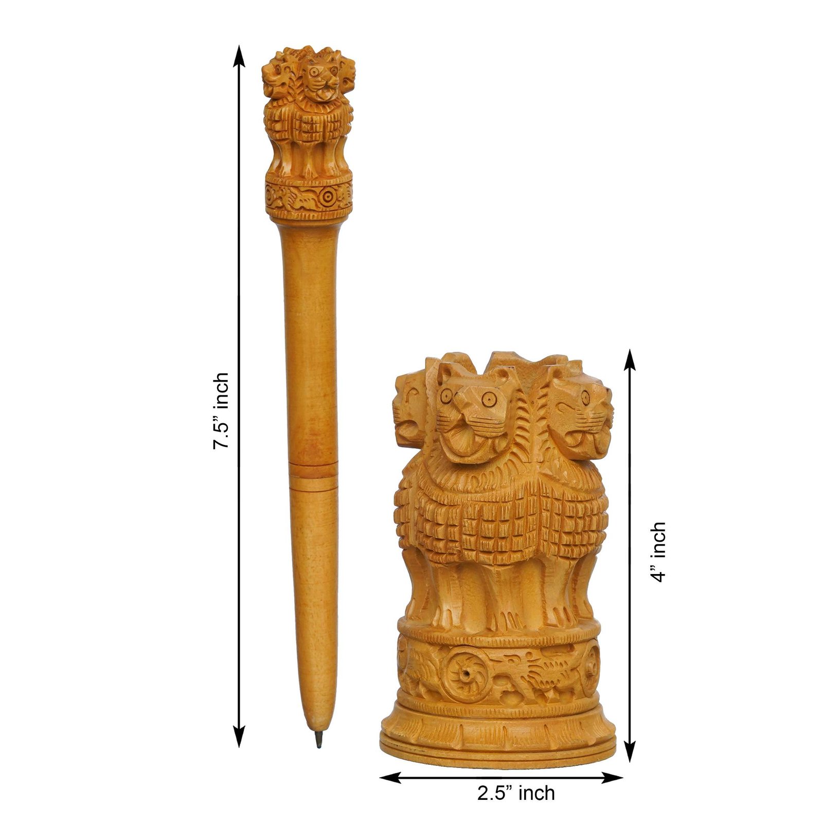 Handcrafted Wooden Ashoka Pillar Replica: Symbol of Indian Heritage - Image 3