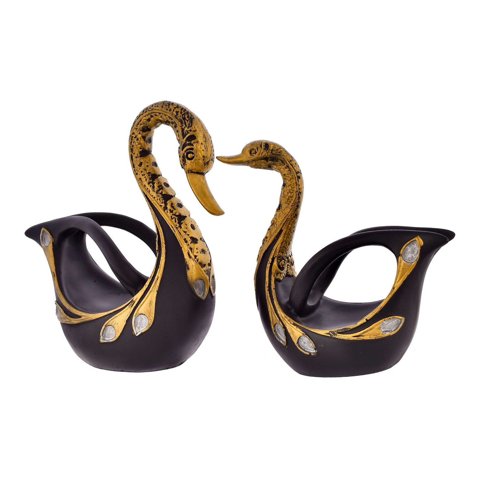 Swan Pair Feather Design Sculpture - Image 4