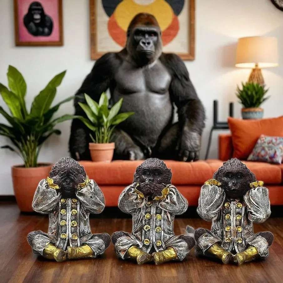 Set of 3 Monkey Showpiece - Image 3